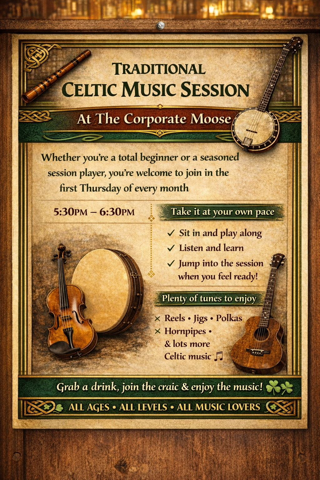 Traditional Celtic music at The Corporate Moose