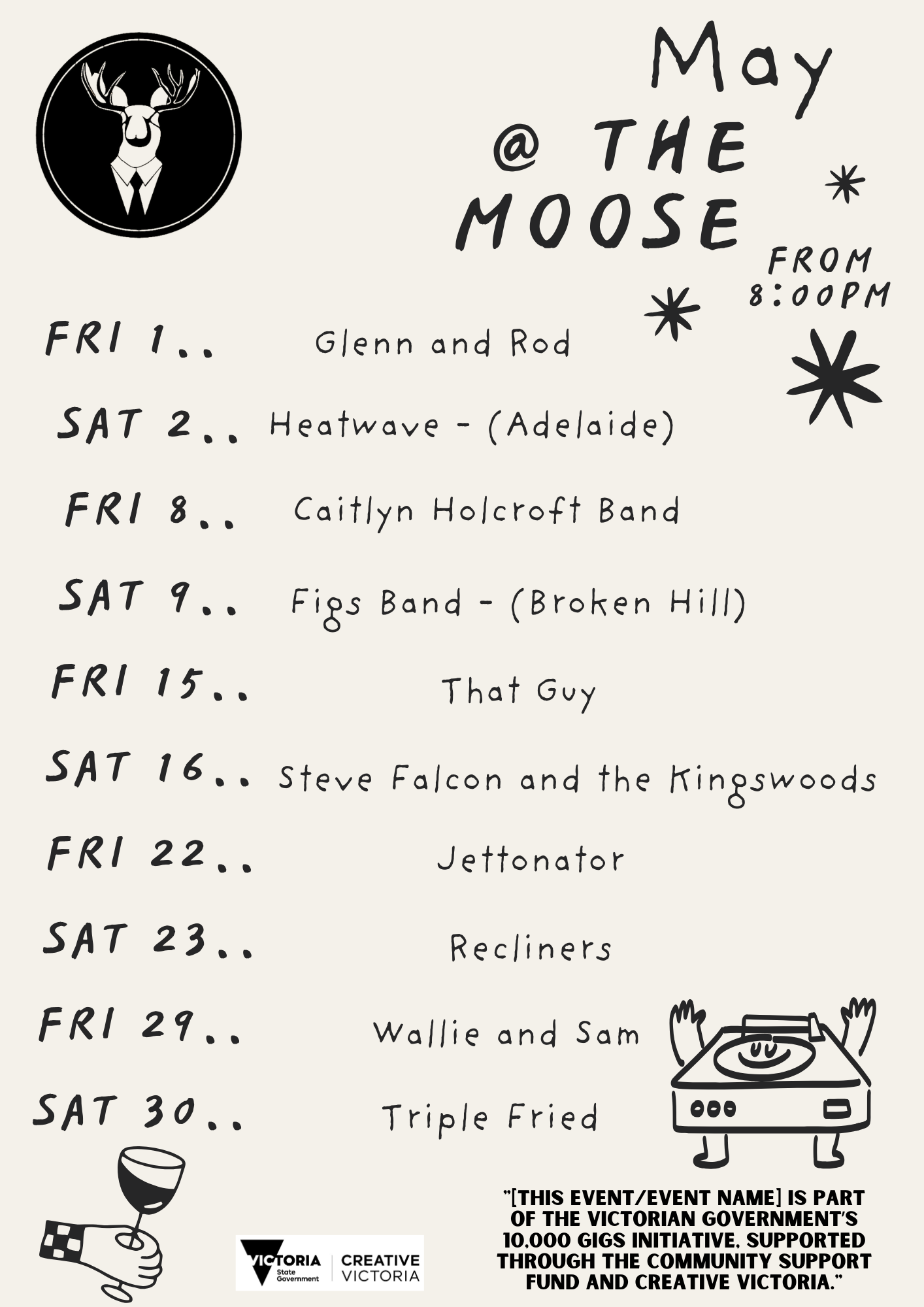 May gig guide at The Corporate Moose